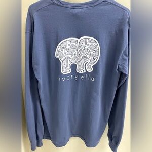 IVORY ELLA 🐘 BLUE & WHITE LONG SLEEVE 100% COTTON ELEPHANT TSHIRT Womens XXL-2X